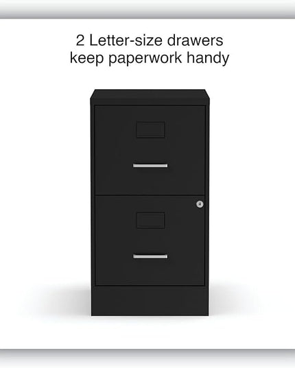 Alera 2806262 14 in. x 18 in. x 24.1 in. Soho 2-Drawer Vertical Letter File Cabinet - Black - LeafyLoom