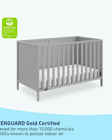 Graco Theo 3-in-1 Convertible Crib (Pebble Gray) - GREENGUARD Gold Certified, Converts to Toddler Bed & Daybed, Fits Standard Full-Size Crib Mattress, 4 Adjustable Mattress Heights - LeafyLoom