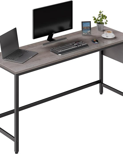 Shintenchi 63 inch Computer Desk with Storage Bag, Study Workstation Modern Simple Design for Home Office, Student Writing Desk, Office Working Desk, Gray - LeafyLoom