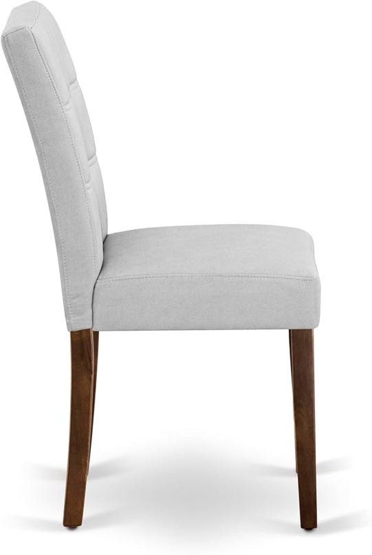 East West Furniture ANAS5-AWA-27 5 Piece Mid Century Dining Set Includes A Dinner Table and 4 Light Gray Faux Leather Parsons Chairs, Antique Walnut, 36x36 Inch - LeafyLoom