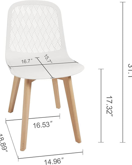 Armless Modern Chairs with Wood Legs for Living, Bedroom, Kitchen,Dining,Lounge Waiting Room, Restaurants, Cafes, Set of 2… - LeafyLoom