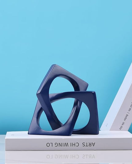 DOVDOV Geometric cube blue knot decorations, geometric sculptures, modern home decorations for home decor accents, dining tables, bookcases, consoles, entryway tabletop centrepieces - LeafyLoom