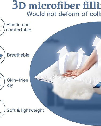 BedTreat Bed Pillows for Sleeping, Super Soft Down Alternative Pillows Queen Size Set of 2, Cooling Hotel Quality Pillows for Back, Stomach or Side Sleepers - LeafyLoom