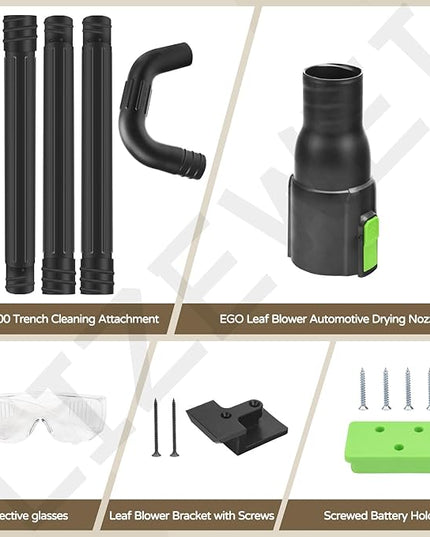 Gutter Cleaning Attachment Replaces AGC1000 Cleaning Kit & Mounting Bracket Kit for EGO 530CFM 580CFM 575CFM 650CFM 615CFM LBX6000, W/Battery Holders - Easily Clear Leaves And Debris From Gutters - LeafyLoom