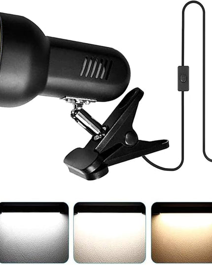 LED Clamp Work Lamp, 5W 360° Rotatable Head, Ultra Bright Work Bench Light, Desk Lamp with Clip,3 Color Temperature Modes, 4.9ft Plug & Play Cord (Black)… - LeafyLoom