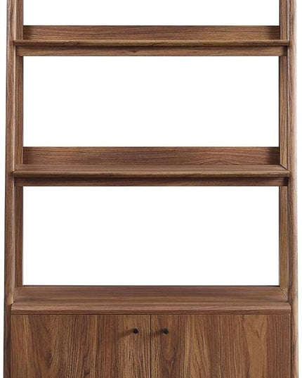 Modway 33" Bookshelf Display Case in Walnut - LeafyLoom