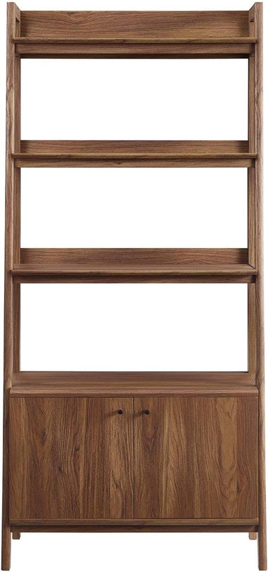 Modway 33" Bookshelf Display Case in Walnut - LeafyLoom