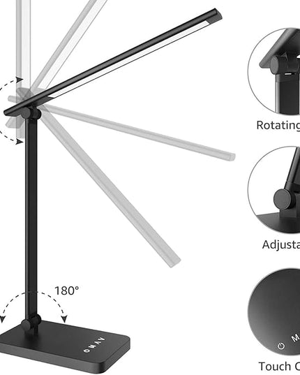Foldable Desk Light Reading Lamp 5-Color Eye Protection Study Lamp Dimmable Eye Caring Reading Desk Light Aluminum Alloy Desk Lamps Auto Timer LED Lamp - LeafyLoom