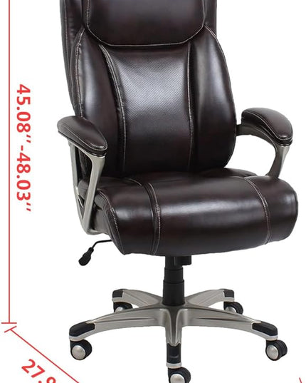 Amazon Basics Big & Tall Executive Computer Desk Chair With Lumbar Support, Adjustable Height and Tilt, 350Lb Capacity, Black With Pewter Finish, 28.5" D x 30.25" W x 47.9" H - LeafyLoom
