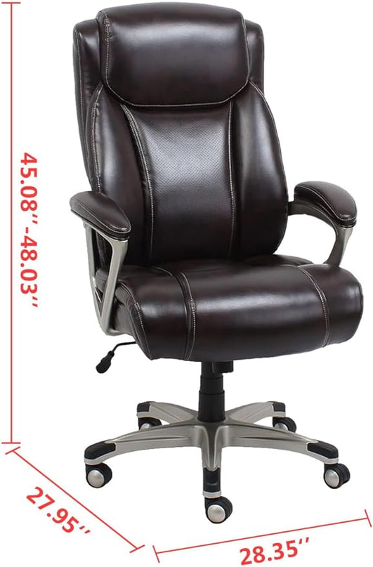 Amazon Basics Big & Tall Executive Computer Desk Chair With Lumbar Support, Adjustable Height and Tilt, 350Lb Capacity, Black With Pewter Finish, 28.5" D x 30.25" W x 47.9" H - LeafyLoom
