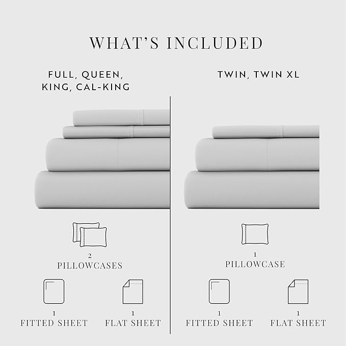 Linen Market Bed Sheets for Queen Size Bed (Light Gray) - Sleep Better Than Ever with These Soft and Cooling Queen Sheets - Deep Pocket Fits 16" Thick Beds - 4 Piece Queen Sheet Set - LeafyLoom