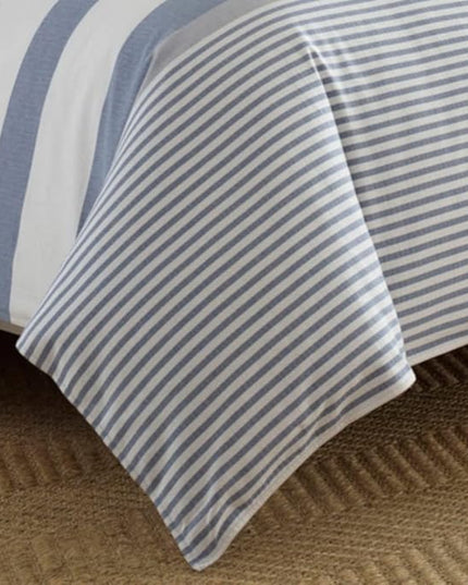 Nautica - King Size Comforter Set, Cotton Reversible Bedding with Matching Shams, Mediterranean Inspired Home Decor for All Seasons (Fairwater Blue, King) - LeafyLoom