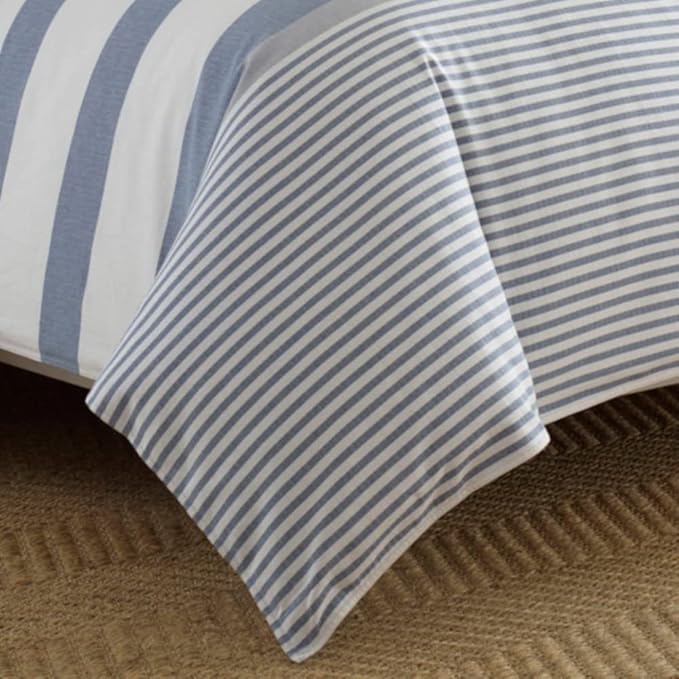 Nautica - King Size Comforter Set, Cotton Reversible Bedding with Matching Shams, Mediterranean Inspired Home Decor for All Seasons (Fairwater Blue, King) - LeafyLoom