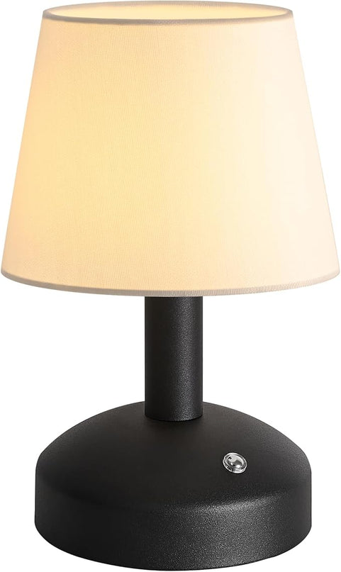 KDG Modern Cordless Small Table Lamp, Portable LED Fabric Shade Desk Lamps, 5000mAh Rechargeable Battery Operated Lighting for Bedroom, Bedside, Bar, Living Room, Dining Room, Night Light(Black) - LeafyLoom