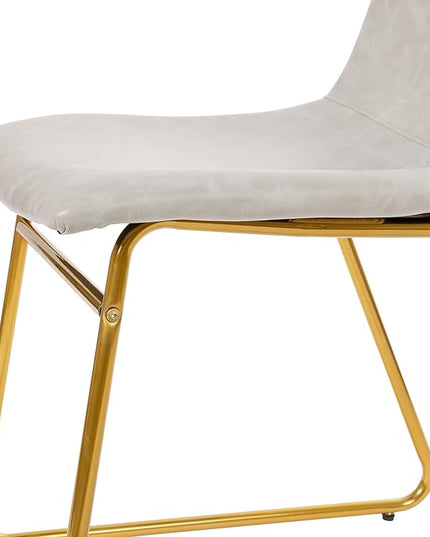 Flash Furniture Butler 18 Inch Commercial Grade LeatherSoft Dining Table Height Chair, Mid-Back Gold Sled Base with Light Gray LeatherSoft Upholstery, Set of 2 - LeafyLoom