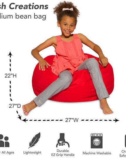 Posh Creations Bean Bag Chair for Kids, Teens, and Adults Includes Removable and Machine Washable Cover, Solid Red, 27in - Medium - LeafyLoom