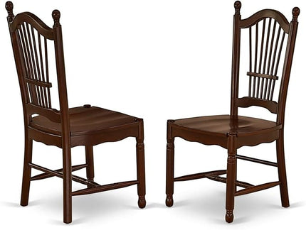 East West Furniture DOC-MAH-W Dover Kitchen Dining Chairs - Slat Back Wood Seat Chairs, Set of 2, Mahogany - LeafyLoom
