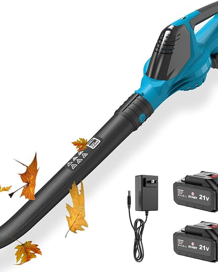 Leaf Blower Cordless with Battery and Charger, 21V Brushless 8000mAh 5 Speeds Adjustable Cordless Battery Powered Blower for Lawn Care, Electric Leaf Blower Cordless with 2 Batteries Cordless Blower - LeafyLoom