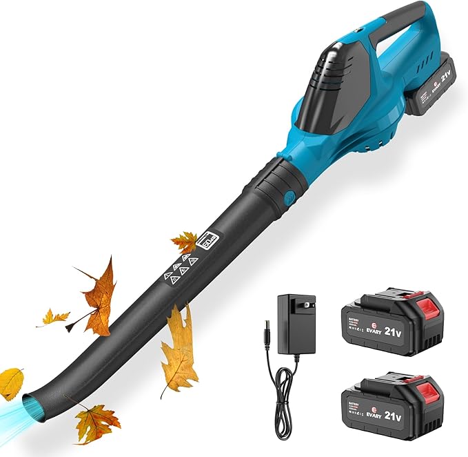 Leaf Blower Cordless with Battery and Charger, 21V Brushless 8000mAh 5 Speeds Adjustable Cordless Battery Powered Blower for Lawn Care, Electric Leaf Blower Cordless with 2 Batteries Cordless Blower - LeafyLoom