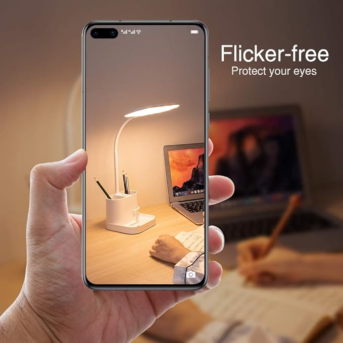 Desk Lamps for Home Office, 3 Light Colors Dimmable Desk Light Led Desk Lamp with Charger, Battery Operated Desk Lamp for Desk, Study Lamp with Pen & Phone Holder,White Led Desk Lamps for Home Office - LeafyLoom