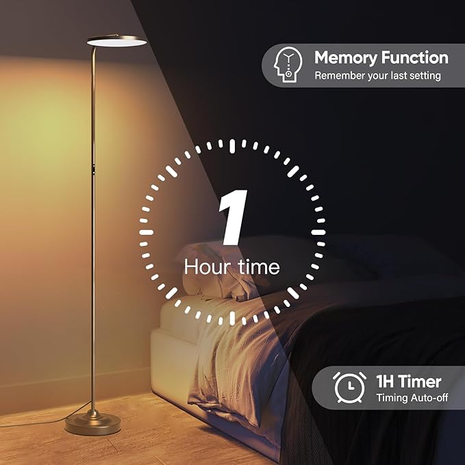 RGB Floor Lamp, 36W Bright LED Standing Lamp, Stepless Dimming Color Changing Torchiere Floor Lamps with Remote, 350°Rotating Modern Tall Floor Lamp for Living Room, Gaming Room - LeafyLoom