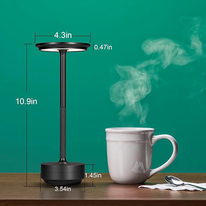 Cordless Table Lamps, LED Battery Powered Rechargeable Portable Touch Battery Operated lamp, Table Light Modern USB Lantern Bedside Lamp, Dining/Bedroom/Bar/Reading Lamp - LeafyLoom