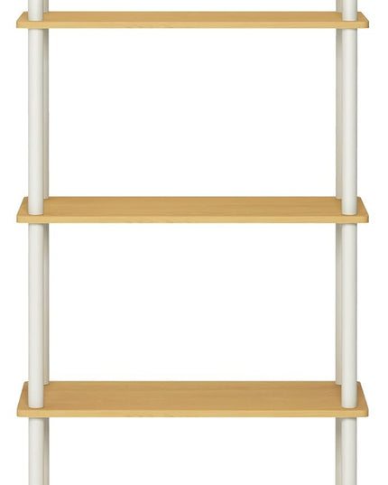 Furinno Turn-N-Tube 5-Tier Multipurpose Shelf / Display Rack / Storage Shelf / Bookshelf, Round Tubes, Beech/White - LeafyLoom