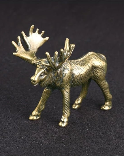 Vintage Solid Brass Elk Figurine - Festive Desk Decor for Collectors - Perfect Holiday Accent(Elk) - LeafyLoom
