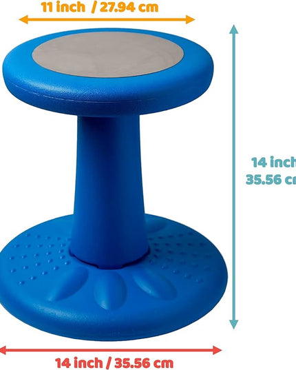 Studico ActiveChairs Kids Wobble Stool, Flexible Seating for Preschool & Elementary Classrooms, Improves Focus, Posture & ADHD/ADD, 14" Active Desk Chairs, Ages 3-7, Blue - LeafyLoom