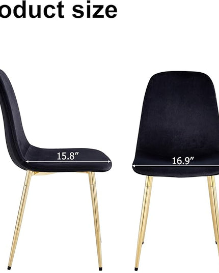 NicBex Dining Chairs Set of 4 Modern Upholstered Velvet Dining Room Kitchen Chairs with Golden Metal Legs,Side Chairs for Dining Room, Kitchen,Living Room, and Restaurants,Black - LeafyLoom