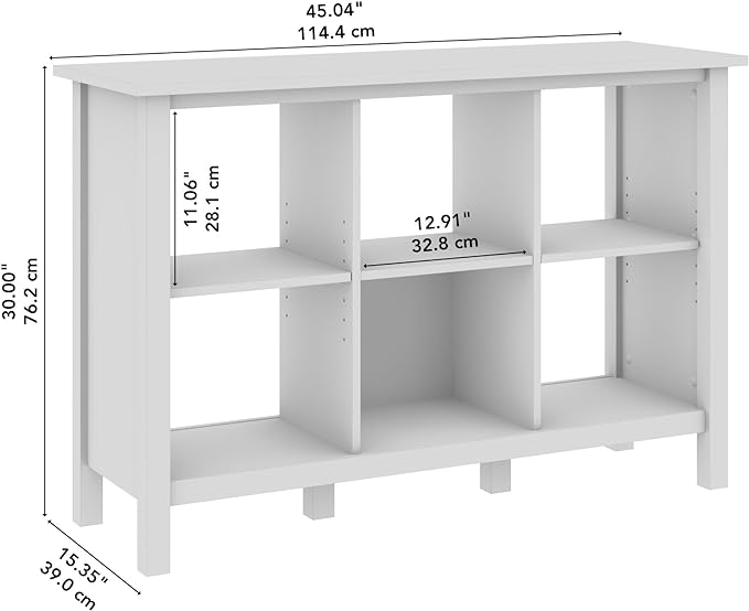 Bush Furniture Broadview 6 Cube Organizer in Pure White - LeafyLoom