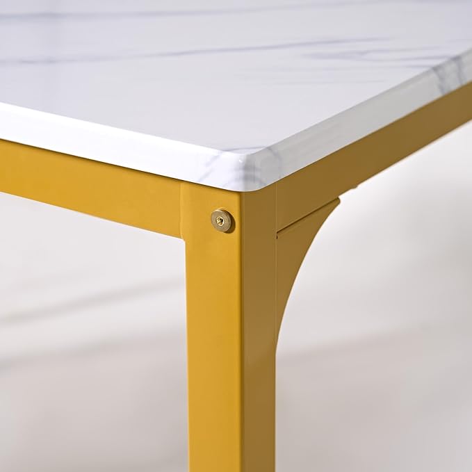 DlandHome Dining Table with 2 Chairs and 1 Bench Dining Room Sets Dining Table and Chairs Set,Rectangular Space-Saving Dinner Table with Two Benches for Kitchen,Golden - LeafyLoom