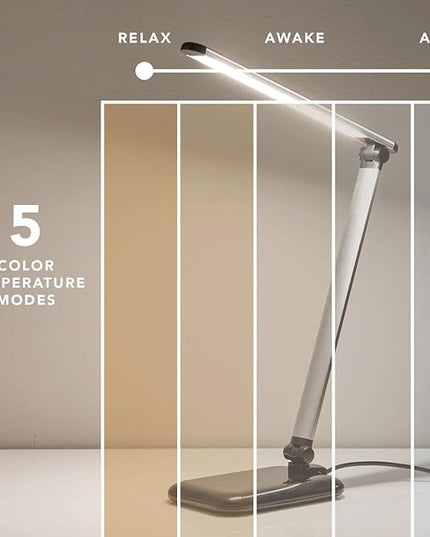 Adesso SL4903-02 Simplee Lennox LED Multi-Function Desk Lamp, Smart, 5 Color Temperature Modes, Improved Wellness and Circadian Rhythm, Dimmer Touch Switch, Reduced Eye Strain, 5ft, White - LeafyLoom