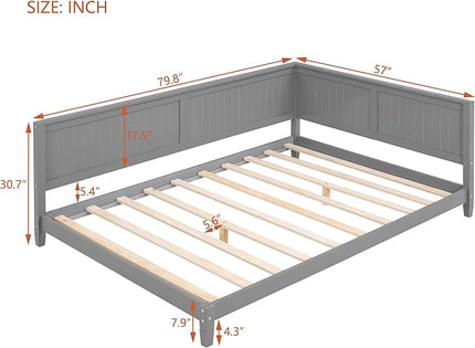 Bellemave Full Size Wood Daybed, Wood DayBed Sofa Bed Frame for Living Room Bedroom,Solid Wood Daybed Twin Size Sofa Bed Frame with Wood Slat Support,No Box Spring Needed,Gray - LeafyLoom