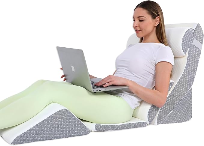 6Pcs Wedge Pillow for Sleeping, Orthopedic Bed Wedge Pillows for After Surgery, Foam Triangle Sit Up Pillow Wedge for Back, Neck, Shoulder Support, Leg Elevation, Acid Reflux Charcoal Grey - LeafyLoom