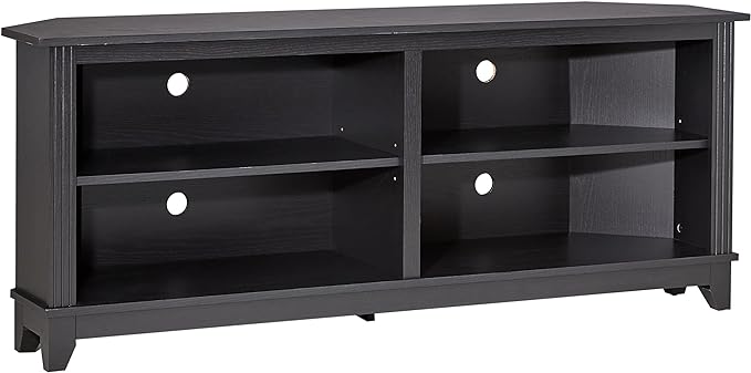 ROCKPOINT 58inch Corner TV Stand,Home Living Room Storage Console, Entertainment Center, TV Console Table,Black - LeafyLoom