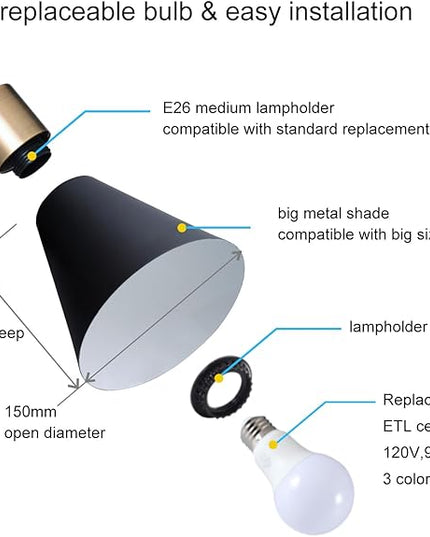 NIOSTA Height Adjustable Reading Floor Lamp,Industrial Modern Style,360 Degree Rotatable,Black & Brushed Copper Finsh, 3 Color Temperature (Black+Wood) - LeafyLoom