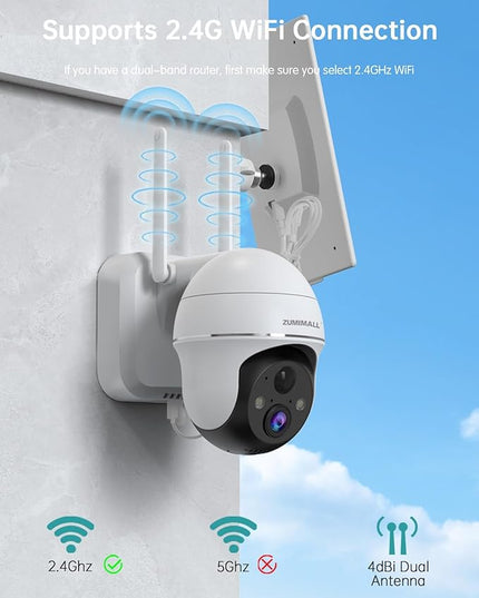 ZUMIMALL 5MP Security Cameras Wireless Outdoor, Solar Security Camera Outdoor with 360° PTZ, Battery Powered Camera for Home Security Outside, Color Night Vision/2.4G WiFi/2-Way Talk/IP66/AI Detection ZUMIMALL