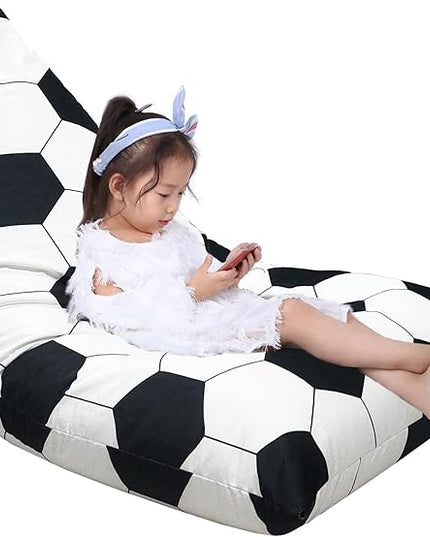 Jorbest Stuffed Animal Storage, Soccer Stuffed Animal Bean Bag Storage, Soccer Bean Bag Chair Cover for Kids, Luxury Velvet Stuffie Seat - Cover ONLY (200L/52 Gal) - LeafyLoom