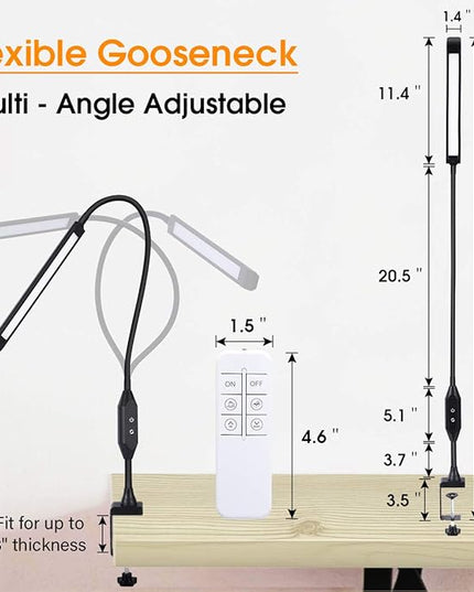KEDSUM LED Desk Lamp with Clamp, Flexible Gooseneck Clamp Lamp with Touch & Remote Control, 10W Eye-Care Architect Desk Lamp for Office/Home, with 5 Color Modes, 5-Level Brightness & Memory Function - LeafyLoom