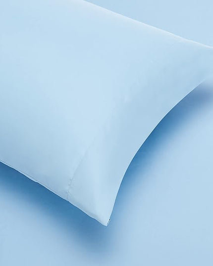Amazon Basics Lightweight Microfiber Bed-in-a-Bag Comforter 5-Piece Bedding Set, Twin/Twin XL, Blue Stripe, Striped - LeafyLoom