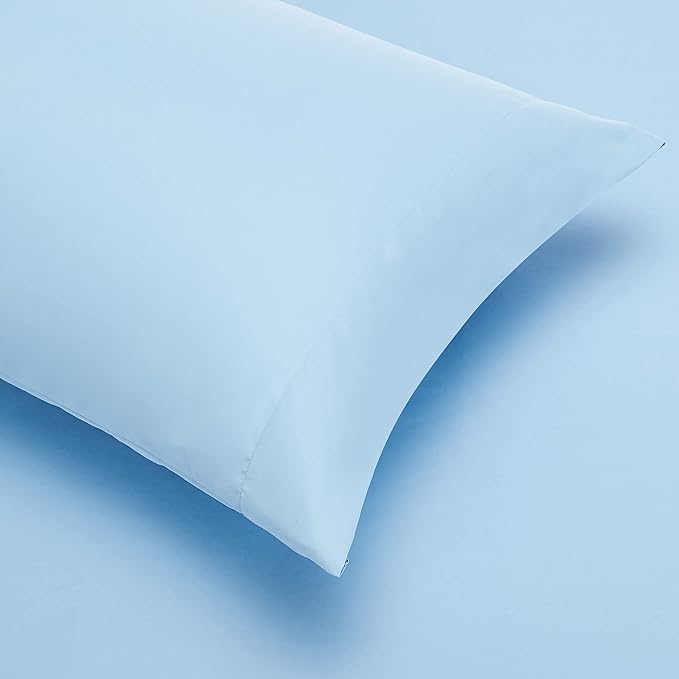 Amazon Basics Lightweight Microfiber Bed-in-a-Bag Comforter 5-Piece Bedding Set, Twin/Twin XL, Blue Stripe, Striped - LeafyLoom
