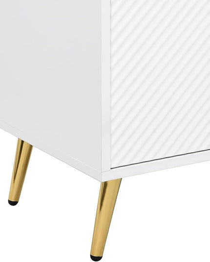 Merax TV Stand for 60+ Inch Television with Large Storage, Modern Entertainment Center for Living Room, Bedroom Media Console Table Cabinet Furniture, 63" Long, White - LeafyLoom