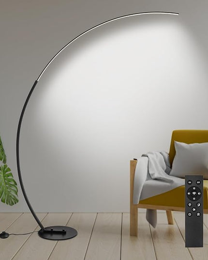 Arc Floor Lamp, Dimmable LED Floor Lamp with 3 Color Temperatures, Ultra Bright, Modern Standing Tall Lamp with Remote Reading Floor Lamp for Living Room Bedroom Office - LeafyLoom