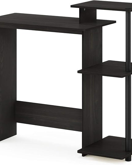 Furinno Efficient Home Laptop Notebook Computer Desk with Square Shelves, Dark Espresso/Black - LeafyLoom