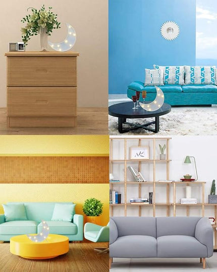 Pooqla Decorative LED Crescent Moon Marquee Sign - Moon Marquee Letters LED Lights - Nursery Night Lamp Gift - Ramadan Decorations for Home(White) - LeafyLoom