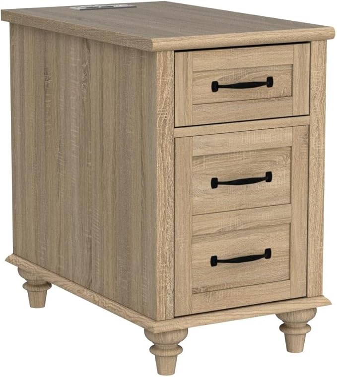 WAMPAT 2 Pack End Table with Charging Station, Wood Side Table with Drawer and Storage Cabinet, Modern End Table with Power outlets USB Ports for Living Room Bedroom, Oak - LeafyLoom