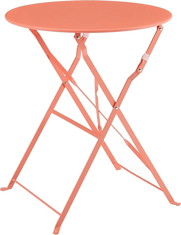 Crosley Furniture CF7390-CO Karlee Retro Metal Indoor/Outdoor 3-Piece Bistro Set with Table and 2 Chairs, Coral - LeafyLoom