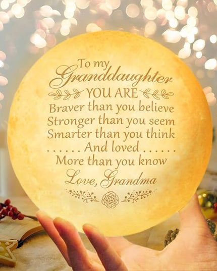 Mothers Day Gifts For Granddaughter, Engraved Moon Lamp Night Light, Birthday Gifts Ideas, Valentines Day Gifts For Her, Granddaughter Gifts From Grandma, Birthday Decorations Indoor, Teen Girl Gifts - LeafyLoom