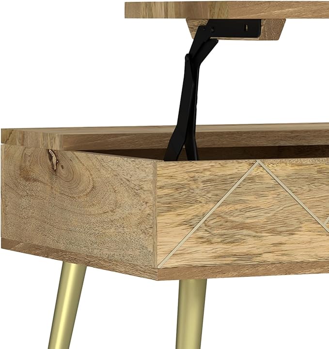 SIMPLIHOME Jager Lift Top Coffee Table, 36 inch, Natural - LeafyLoom